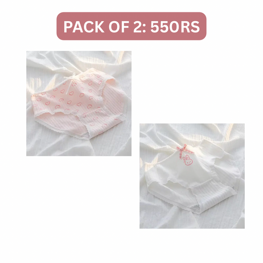 PRETTY HEART COTTON PANTY (Pack of 2/3/5)