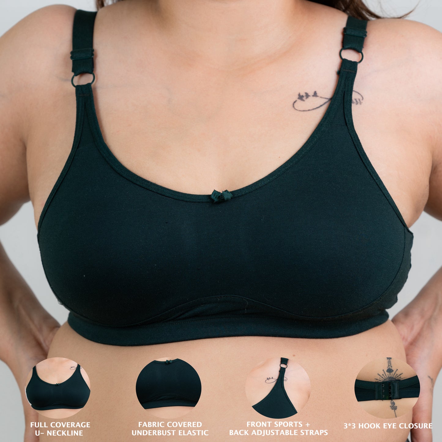 COMBO OF 3 NON PADDED BRAS + 2 PADDED BRAS! (D CUP)