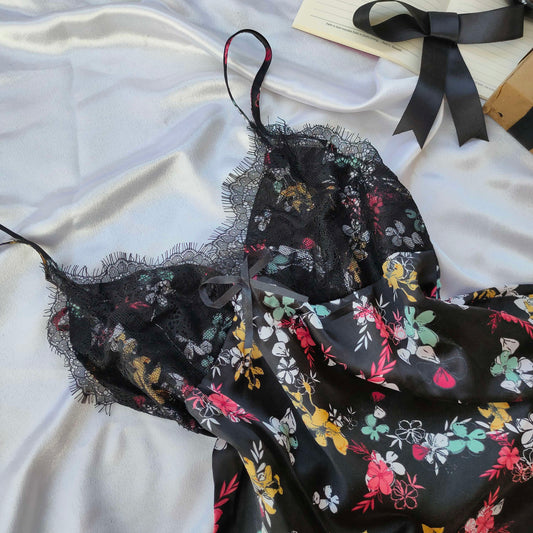 FLORA SATIN SHORTS SET