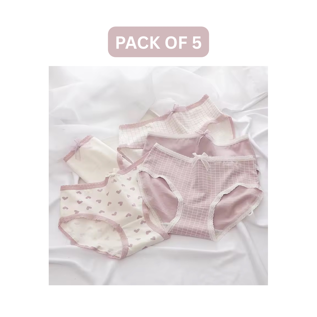 LILAC HEART COTTON PANTY (Pack of 2/3/5)