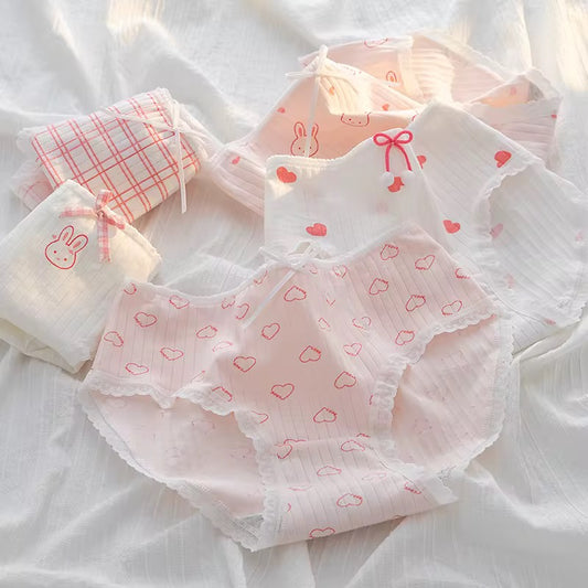 PRETTY HEART COTTON PANTY (Pack of 2/3/5)