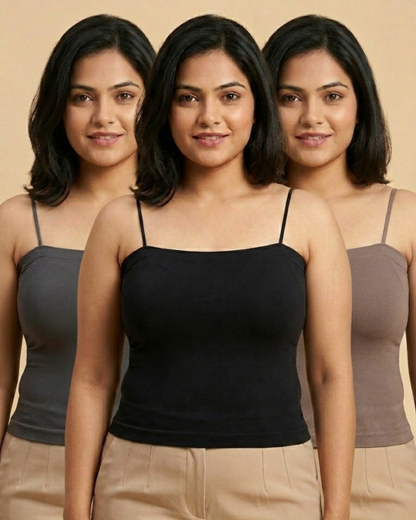 COMBO OF 3 PADDED SEAMLESS CAMISOLE