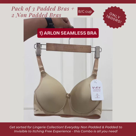 COMBO OF 3 PADDED BRAS + 2 NON PADDED BRAS!
